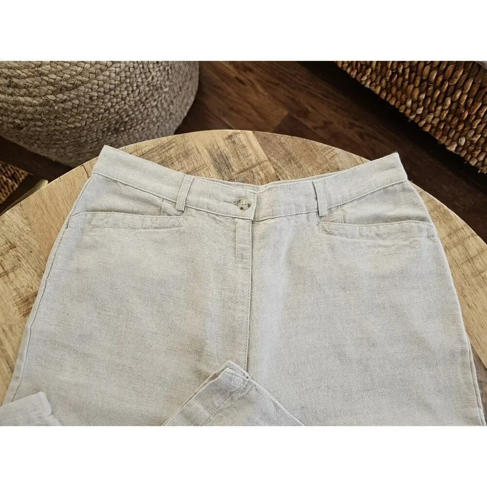 Talbots Pure Linen Irish Blend Cropped Pants Women's 10P NWT Lagenlook - Picture 3 of 6